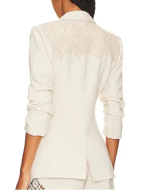 Cinq A Sept Crochet Lace Cheyenne Blazer Ivory Cream Neutral Quiet Luxury Spring - Picture 3 of 15